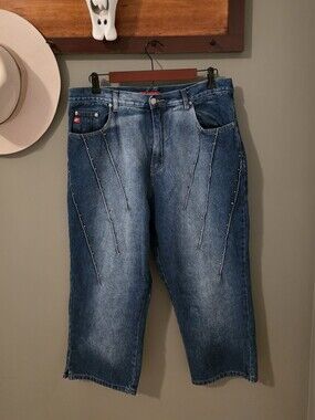 Americana Blues Studded Plus Size Crop Blue Jeans Size 18W